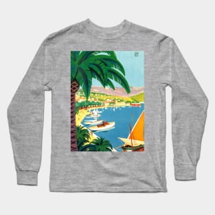 Vintage Travel Poster Art - Carribean Island Long Sleeve T-Shirt